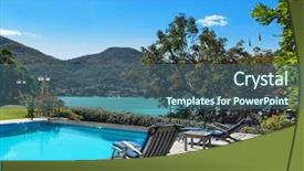  Presentation with villa - Presentation consisting of external of a villa beautiful swimming pool overlooking the lake background and a ocean colored foreground