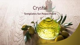  Presentation with olive oil - Slides having extra vergin olive oil background and a sky blue colored foreground