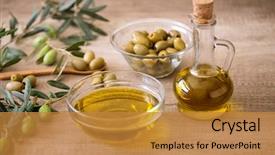  Presentation with olive - PPT layouts consisting of extra virgin healthy olive oil background and a gold colored foreground