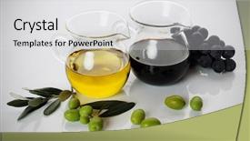  Presentation with extra virgin olive oil - Slides having extra virgin olive oil and balsamic vinegar over white background not isolated background and a light gray colored foreground