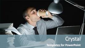  Presentation with gala night - Cool new slide set with extra work - businessman drinking coffee at desk backdrop and a  colored foreground