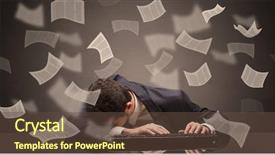  Presentation with paperwork - Audience pleasing theme consisting of extra work - young businessman fell asleep backdrop and a tawny brown colored foreground