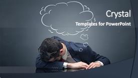  Presentation with sleeping - Presentation design consisting of extra work - young businessman sleeping and dreaming background and a gray colored foreground