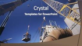  Presentation with steel pipe - Presentation with extraction pipe into steel foundry background and a ocean colored foreground