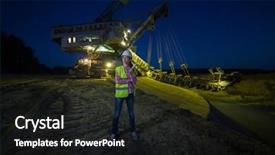  Presentation with signal - PPT theme with extractive mineral - female worker holding signal torch background and a black colored foreground
