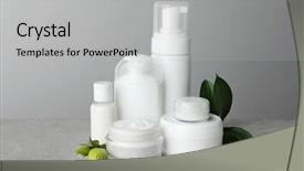  Presentation with skincare and body care spa - Beautiful presentation theme featuring extractive mineral - set of body care products backdrop and a light gray colored foreground