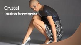  Presentation with puzzle pieces beautiful - Colorful slide set enhanced with extraordinary - beautiful bald woman sitting backdrop and a gray colored foreground