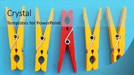  Presentation with diversity different professionals - Slide deck enhanced with extraordinary - clothes pegs and one different background and a light blue colored foreground