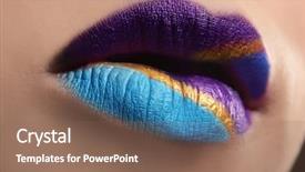  Presentation with beautiful young woman getting face - PPT layouts with extraordinary - lips of beautiful young woman background and a violet colored foreground