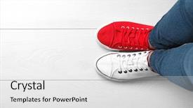  Presentation with sneakers - PPT theme having extraordinary - woman in different sneakers indoors background and a white colored foreground