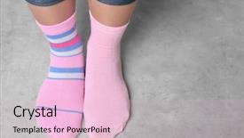  Presentation with socks - Audience pleasing slides consisting of extraordinary - woman in different socks indoors backdrop and a lemonade colored foreground