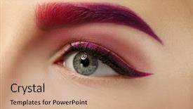  Presentation with young - Presentation theme having extraordinary - young woman with dyed eyebrow background and a coral colored foreground