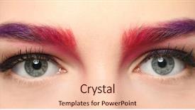  Presentation with young woman wearing boxer gloves - Colorful slides enhanced with extraordinary - young woman with dyed eyebrows backdrop and a lemonade colored foreground