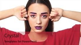  Presentation with blue and white tie dye swirl - Beautiful presentation theme featuring extraordinary - young woman with dyed eyebrows backdrop and a red colored foreground