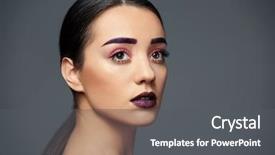  Presentation with creative teaching strategies - Slide set with extraordinary - young woman with dyed eyebrows background and a dark gray colored foreground