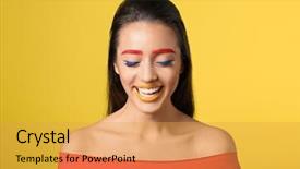  Presentation with young woman diagnosis of sti - Theme with extraordinary - young woman with dyed eyebrows background and a yellow colored foreground