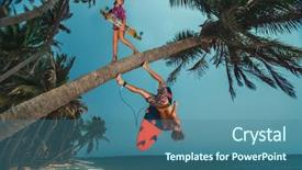  Presentation with men women are equal - Cool new slide deck with extraordinary - young women with longboard backdrop and a ocean colored foreground