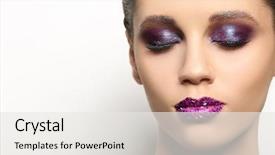  Presentation with makeup - Beautiful slide deck featuring extravagant festival - beautiful young woman with creative backdrop and a  colored foreground