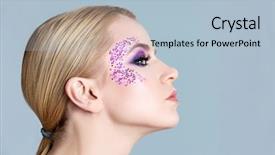  Presentation with makeup - PPT theme consisting of extravagant festival - beautiful young woman with creative background and a light blue colored foreground