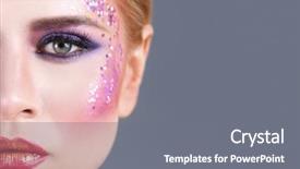  Presentation with makeup - Amazing PPT theme having extravagant festival - beautiful young woman with creative backdrop and a gray colored foreground