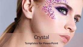  Presentation with makeup brushes and make up - Slide set featuring extravagant festival - beautiful young woman with creative background and a coral colored foreground