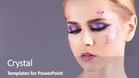  Presentation with makeup - Beautiful slides featuring extravagant festival - beautiful young woman with creative backdrop and a gray colored foreground