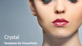  Presentation with makeup brushes and make up - PPT theme enhanced with extravagant festival - beautiful young woman with creative background and a  colored foreground