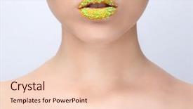  Presentation with makeup - Amazing PPT theme having extravagant festival - beautiful young woman with creative backdrop and a  colored foreground