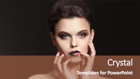  Presentation with makeup brushes and make up - Presentation theme having extravagant festival - beautiful young woman with creative background and a  colored foreground