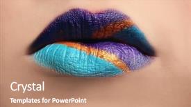  Presentation with lips - Slide set consisting of extravagant festival - lips of beautiful young woman background and a  colored foreground