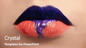  Presentation with beautiful young woman getting face - Slide set featuring extravagant festival - lips of beautiful young woman background and a  colored foreground