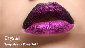  Presentation with lips - Slide deck consisting of extravagant festival - lips of beautiful young woman background and a  colored foreground