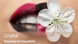  Presentation with flower woman - Audience pleasing theme consisting of extravagant festival - lips of beautiful young woman backdrop and a  colored foreground