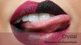  Presentation with creative production - Slides featuring extravagant festival - lips of beautiful young woman background and a  colored foreground