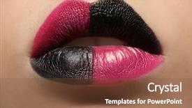 Presentation with creative journal - Cool new presentation theme with extravagant festival - lips of beautiful young woman backdrop and a  colored foreground
