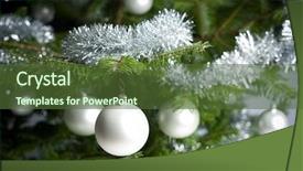  Presentation with silver christmas - PPT theme featuring extravagant festival - silver decorated christmas fir tree background and a tawny brown colored foreground