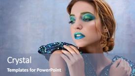  Presentation with green color - Slide deck enhanced with extravagant festival - young woman with bright green background and a seafoam green colored foreground