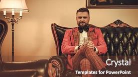  Presentation with whisky - PPT layouts consisting of extravagant stylish man with glass background and a tawny brown colored foreground