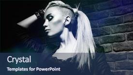  Presentation with punk - Theme enhanced with extravagant woman rock punk background and a ocean colored foreground