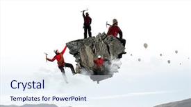  Presentation with extreme - Audience pleasing PPT theme consisting of extreme climbing is his adrenaline backdrop and a  colored foreground