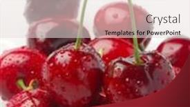  Presentation with extreme - Beautiful presentation featuring extreme close-up image of a cherry studio isolated on white background backdrop and a lemonade colored foreground