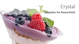  Presentation with fruit yogurt - Colorful slides enhanced with extreme close-up image of fruit yogurt and cereal on white background backdrop and a white colored foreground