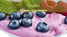  Presentation with fruit yogurt - Presentation theme enhanced with extreme close-up image of fruit yogurt and cereal on white background background and a tawny brown colored foreground