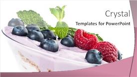  Presentation with fruit yogurt - Presentation theme having extreme close-up image of fruit yogurt and cereal on white background background and a white colored foreground