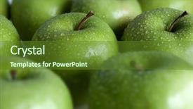  Presentation with green apples - Slide deck having extreme close-up image of green apples with selective focus background and a tawny brown colored foreground