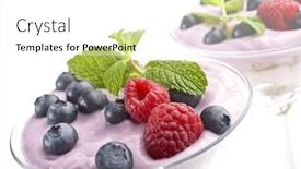  Presentation with fruit yogurt - Cool new presentation theme with extreme close-up image of fruit yogurt and cereal on white background backdrop and a white colored foreground