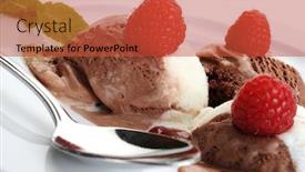  Presentation with ice cream - Slide deck enhanced with coconut isolated on white background clipping path background and a tawny brown colored foreground