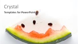  Presentation with extreme - Theme enhanced with extreme close-up image of eaten slice of watermelon on white background background and a white colored foreground