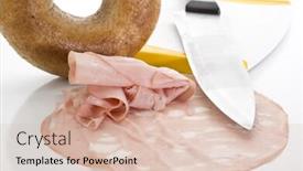  Presentation with bagel - Beautiful theme featuring extreme close-up image of salami with knife and bagel backdrop and a lemonade colored foreground