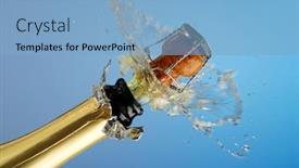  Presentation with cork - Amazing presentation theme having extreme close-up of explosion of champagne bottle cork backdrop and a light blue colored foreground